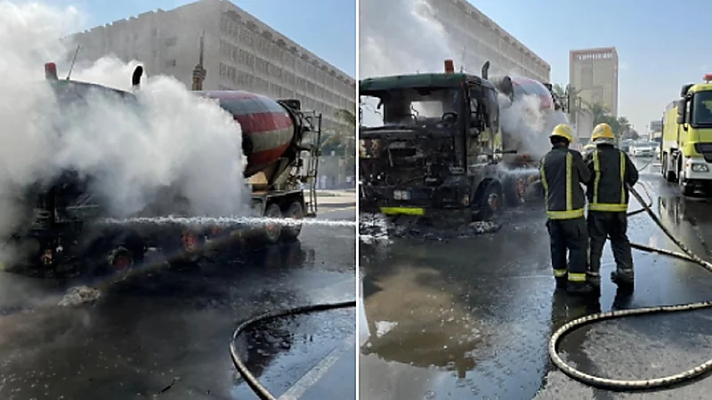 اندلاع حريق في شاحنة بالرياض
