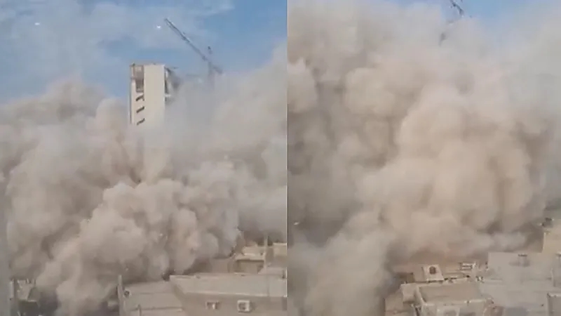 شاهد..لحظة انهيار مبنى "متروبول" جنوب غربي إيران