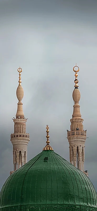 صورة رائعة للقبة الخضراء في المسجد النبوي