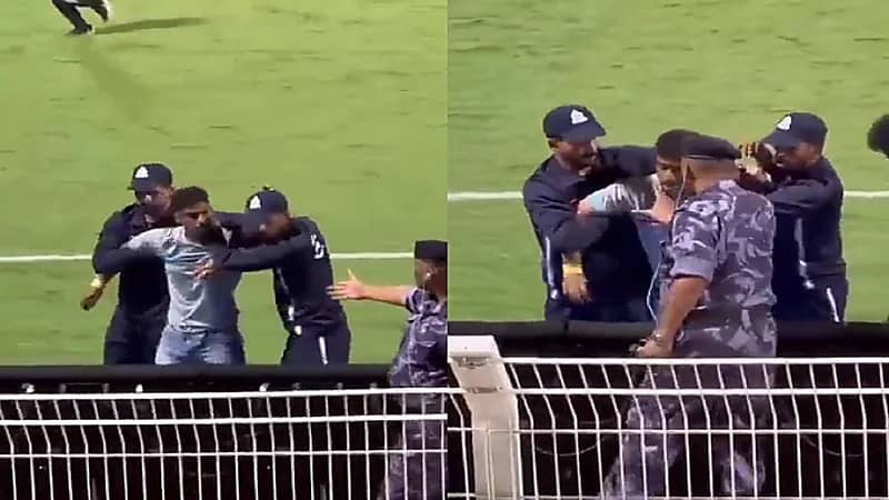 بالفيديو .. رجل أمن يصفع مُشجع خلال مباراة بعمان