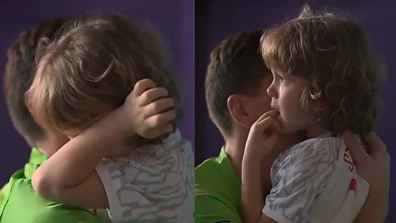 حارس بولندا يحاول إقناع ابنه بالتوقف عن البكاء بعد الخسارة أمام فرنسا