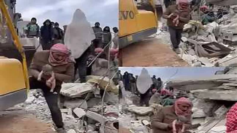 فيديو يفطر القلوب لسورية تلد طفلها تحت الأنقاض وتفارق الحياة