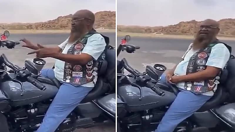 "الكلباني" يرد على مغرد انتقد ملابسه خلال تجربة قيادة الهارلي