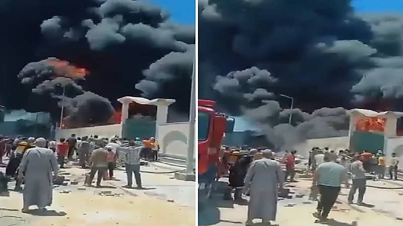 اندلاع حريق ضخم بمصنع في مصر.. فيديو