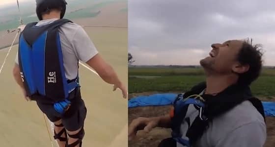 بالفيديو.. متهوران يقفزان من أعلى برج كهرباء