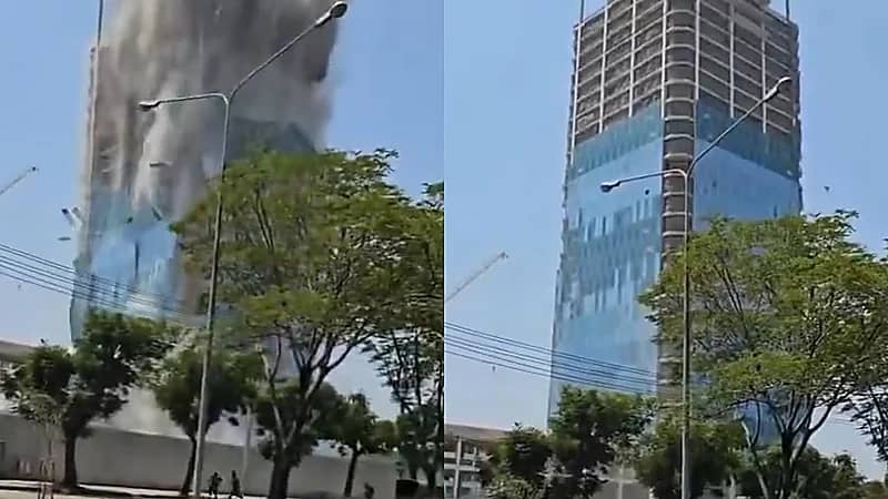 زلزال كارثي وسط ميانمار يتسبب في انهيار المباني بالكامل .. فيديو