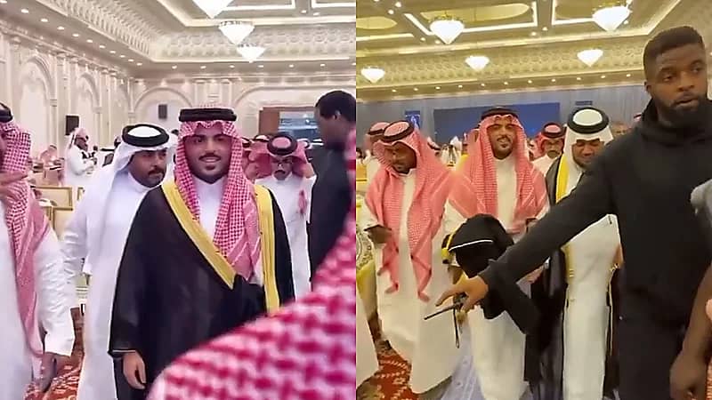 غازي الذيابي يسير بحراسة خلال حضوره لـ حفل زفاف والمتابعين: ترامب ما عملها .. فيديو