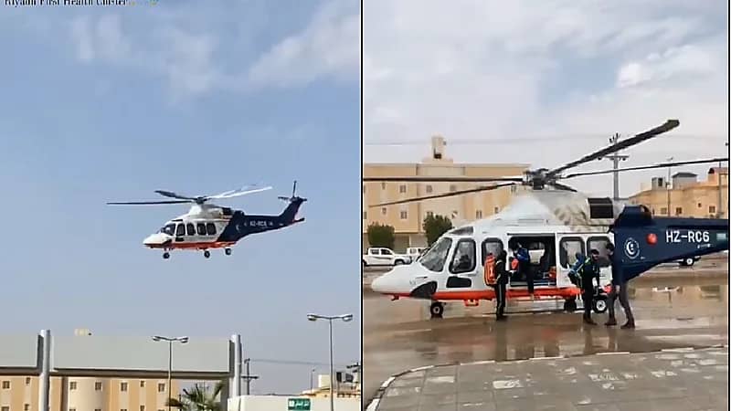 شاهد.. لحظة نقل مريض بالإسعاف الجوي إلى "سعود الطبية"