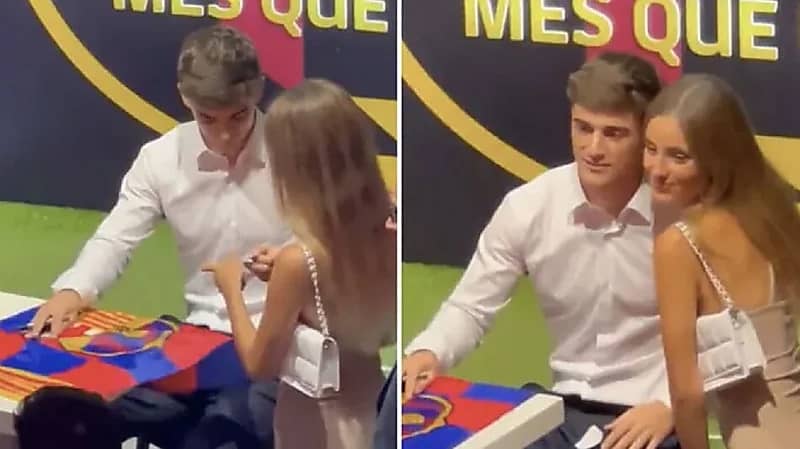 حسناء تترك لنجم برشلونة رقمها في حفل تجديد عقده!