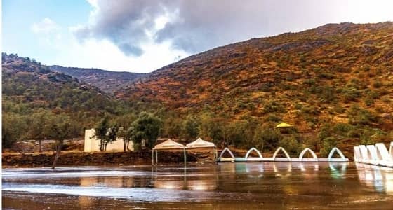 شاهد.. أمطار متفرقة على الباحة