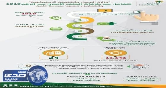 وزارة العمل والتنمية الاجتماعية تتفاعل مع 11 ألف بلاغ عنف أسري في عام