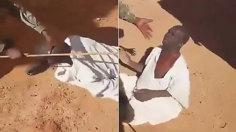 لحظة تعذيب مواطن سوداني من قبل قوات الدعم السريع.. فيديو