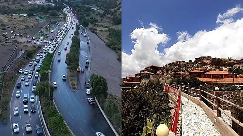 لقطات جوية مذهلة تخطف الأنظار لأجواء الشفا المنفردة بالطائف .. فيديو