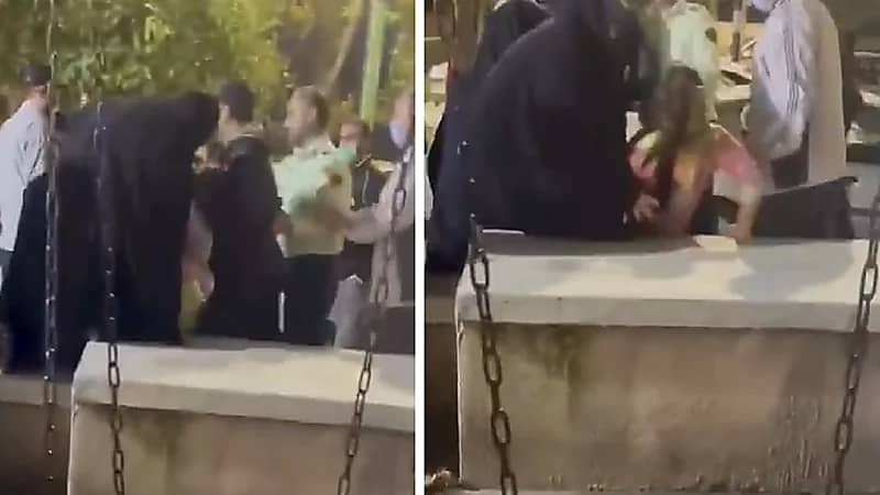 بالفيديو.. إيرانية تصرخ للخلاص من عناصر ملالية حاولت اعتقالها