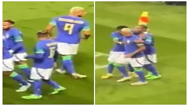 شاهد.. مشجع يقذف ريتشارليسون بموزة أثناء احتفاله بهدفه في مرمى تونس