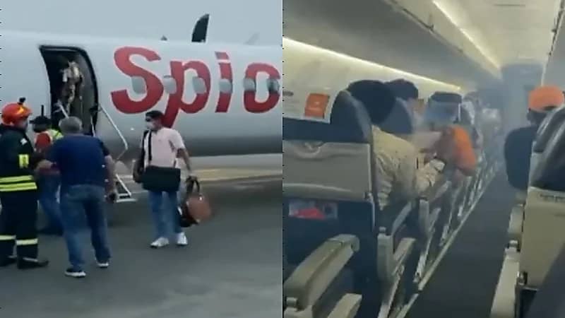 بالفيديو.. انتشار دخان داخل طائرة هندية يتسبب في هبوطها اضطراريًا