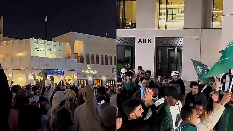 جماهير الأخضر يشعلون الدوحة بهتافاتهم .. فيديو