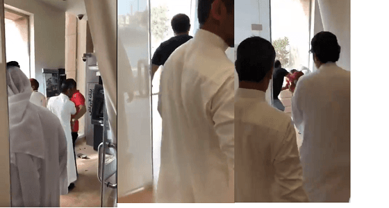 بالفيديو.. مضاربة بين شخصين فى نهار رمضان بأحد بنوك الرياض