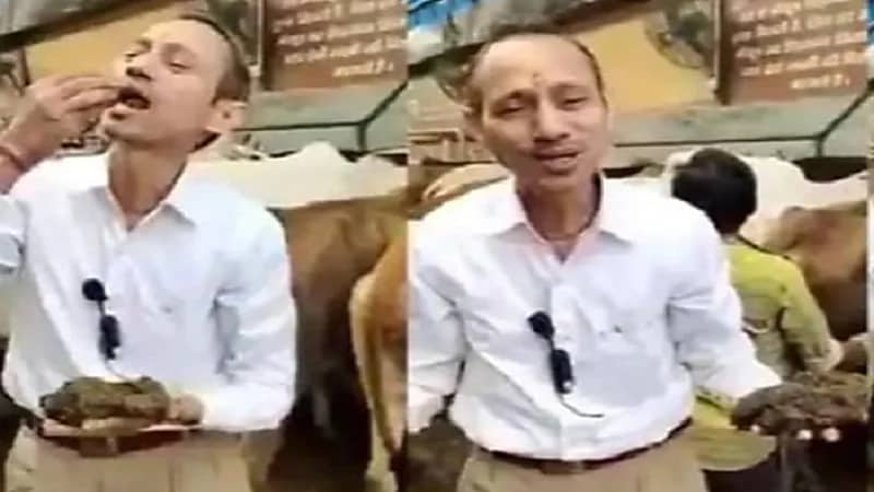 طبيب يأكل روث البقر ويسرد فوائد بمقطع فيديو