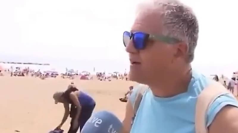 شاهد ..  لص يسرق حقيبة أثناء بث مباشر