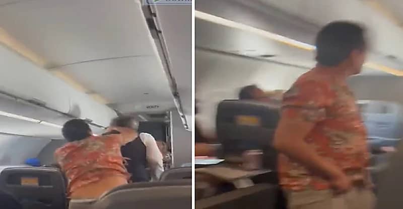 بالفيديو .. راكب متهور يلكم مضيف رفض دخوله المرحاض