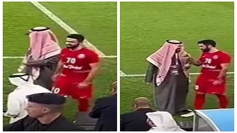 شاهد.. حديث جانبي بين رئيس الهلال وعمر خربين 