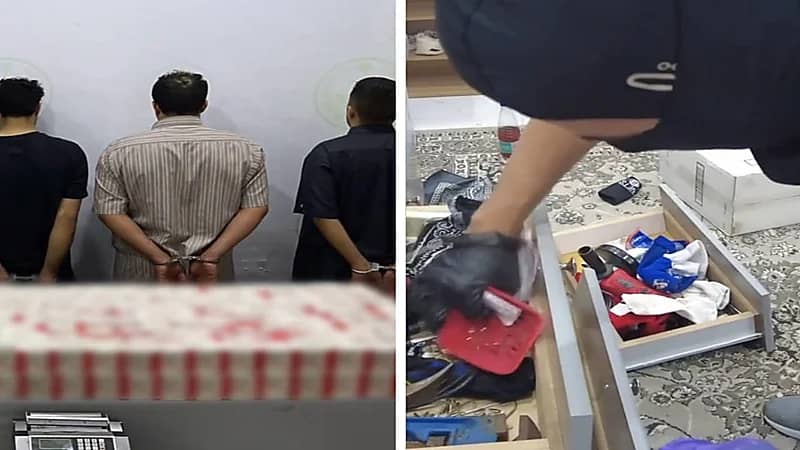 ‏مداهمة حية لوكرين لترويج المخدرات بالرياض‬⁩ ومحاولة هروب أحد الجناة ..فيديو