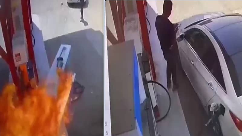 لحظة إنطلاقة مركبة أثناء تعبئة البنزين والتسبب في كارثة .. فيديو