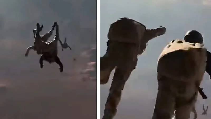 لحظة قفز مظلي لقوات سعودية..فيديو