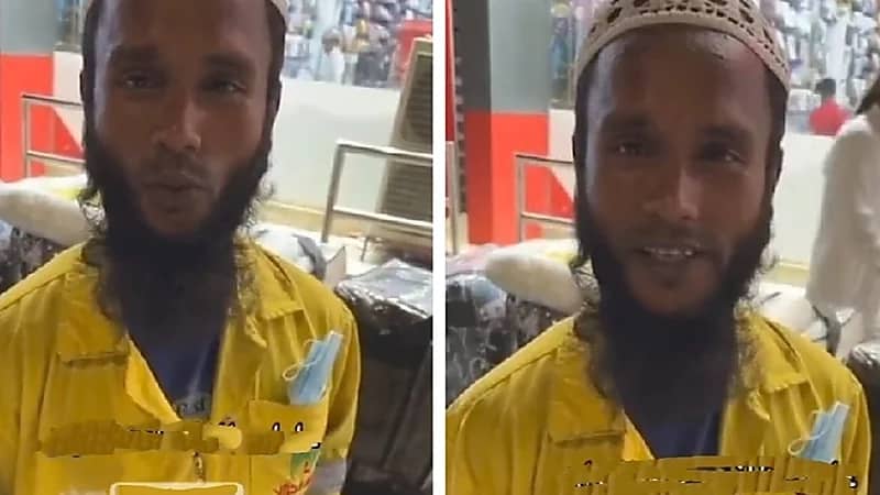 عامل نظافة يحفظ القرآن كاملاً ويردده أثناء عمله.. فيديو