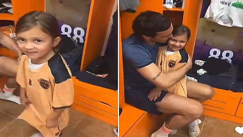 عفوية ابنة حارس الفيحاء في مقر التدريبات .. فيديو