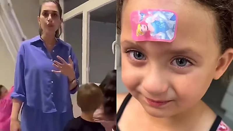 سقوط باب زجاجي على ابنة الدكتورة خلود وتعلق: بسم الله على جمالها   .. فيديو