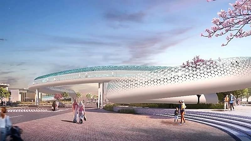 جسر مشاة بتصميم جمالي ضمن مشروع تراي بارك في الدمام ..صور