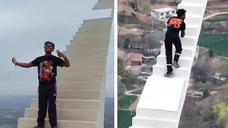 مشهد يحبس الأنفاس: سبيد يتسلق سلمًا شاهقًا دون معدات أمان .. فيديو