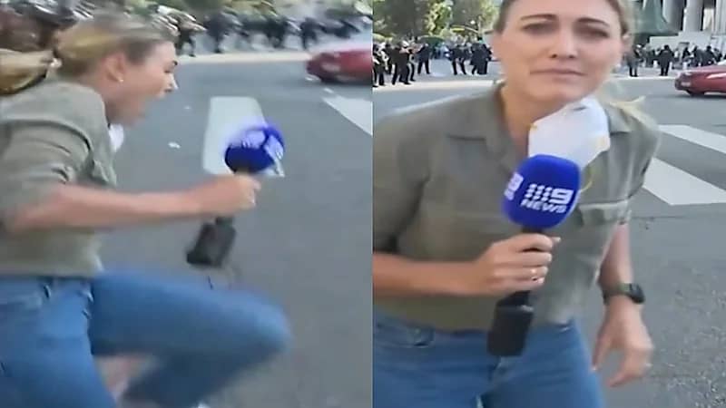 لحظة إصابة مراسلة صحافية برصاصة مطاطية أثناء تغطيتها للاحتجاجات في أمريكا.. فيديو