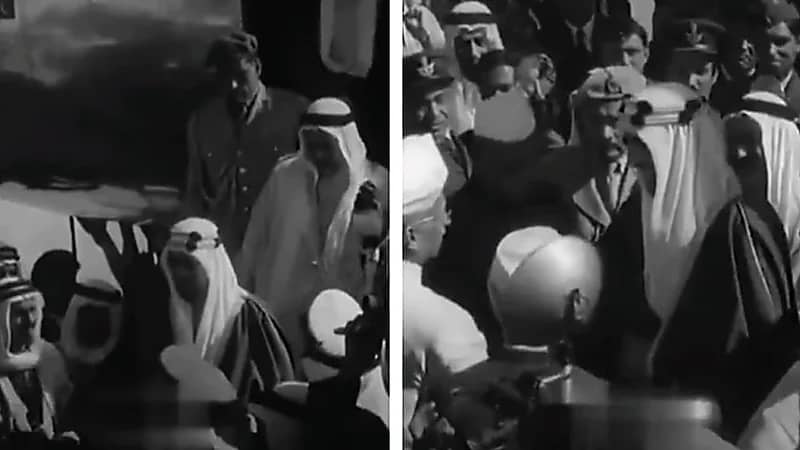 مقطع نادر من زيارة الملك سعود للهند واستقبال شعبي حافل .. فيديو