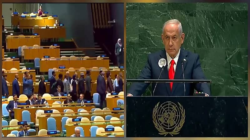 انسحاب جماعي للوفود في الأمم المتحدة أثناء كلمة نتنياهو..فيديو