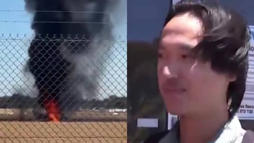 بعد تحطم طائرته بدقائق:طالب طيران يظهر ببرود أعصاب صادم أمام الكاميرات .. فيديو