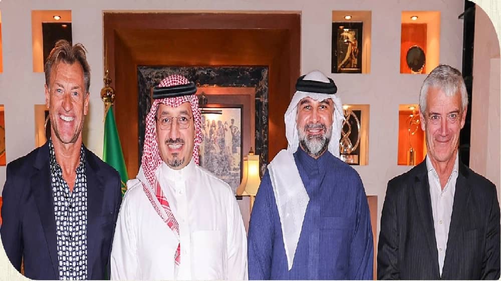 رئيس الاتحاد يستقبل رئيس الاتحاد السعودي ومدرب المنتخب الوطني