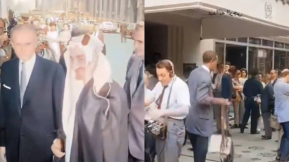 مقطع نادر لـ زيارة الملك فيصل التاريخية إلى أمريكا قبل 60 عامًا  .. فيديو