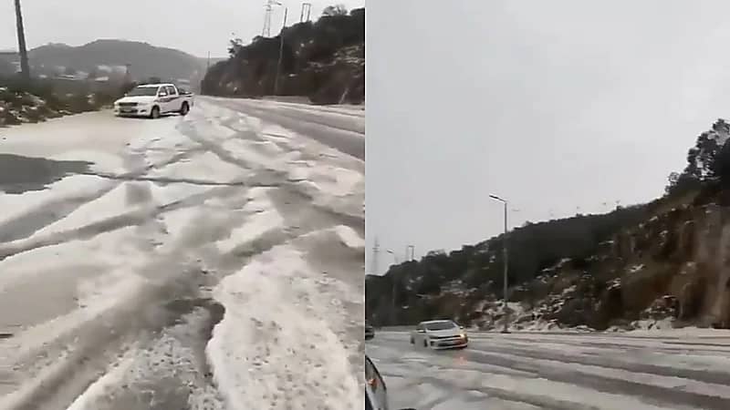 بالفيديو.. شوارع المندق تكتسي بالبياض بسبب البرد