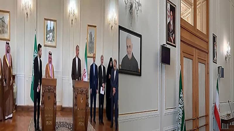 رفض إقامة المؤتمر الصحفي لوزير الخارجية ونظيره الإيراني بقاعة تحمل صورة قاسم سليماني .. فيديو