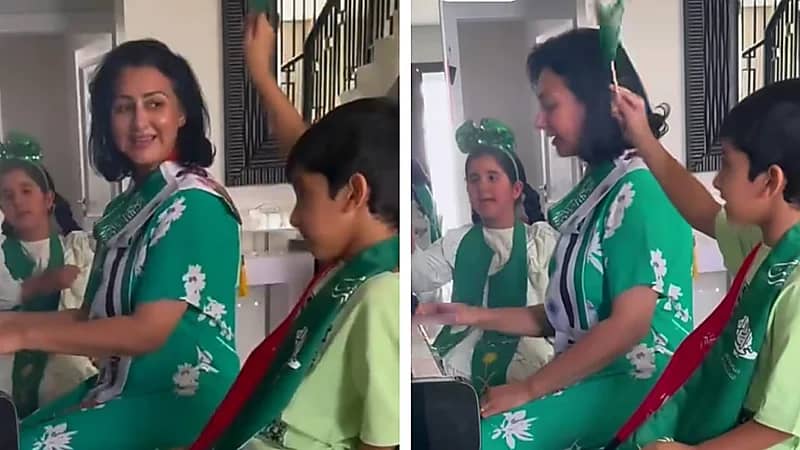 هيفاء حسين تشعل احتفالات اليوم الوطني بعزف النشيد مع طفليها .. فيديو