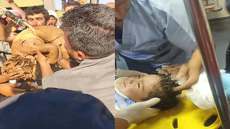 لحظة إنقاذ طفل سوري سقط في بئر عمقه 60 مترًا.. فيديو وصور