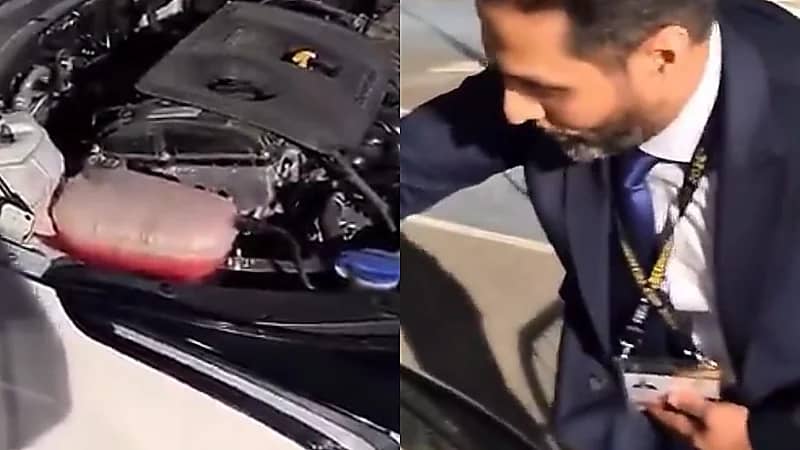 ياسر القحطاني يتفقد سيارته بعد تعطلها ويمزح مع أحد الأشخاص .. فيديو