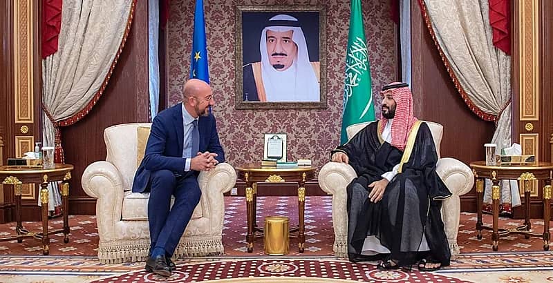 ولي العهد يلتقي رئيس المجلس الأوروبي