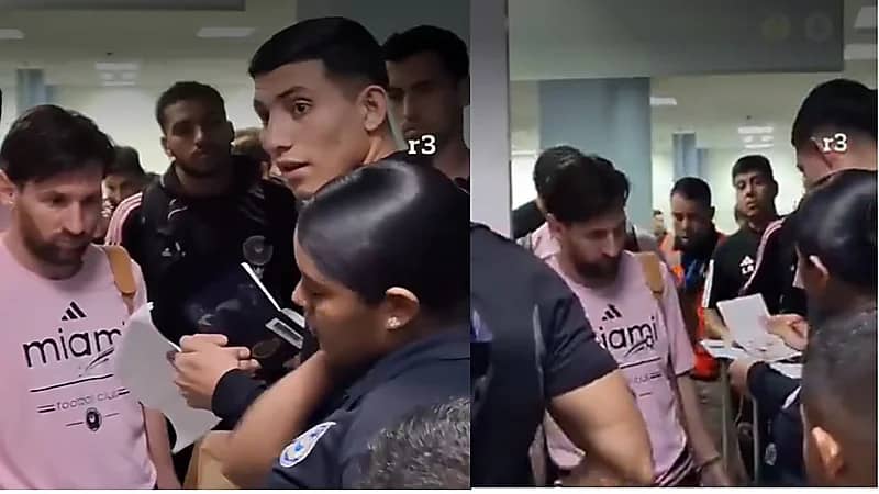 موقف طريف: موظف مطار يتحقق من هوية ميسي .. فيديو