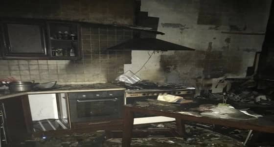 بالصور.. " الدفاع المدني " تُسيطر على حريق في فيلا بالهيئة الملكية