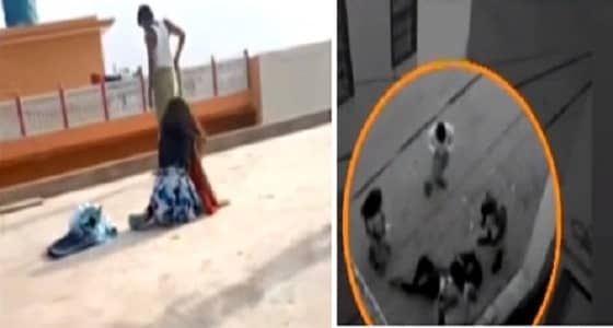 بالفيديو.. أب يدفع ابنته لتلقي نفسها من أعلى سطح المنزل