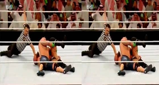 بالفيديو.. آل الشيخ يتفاعل مع نزال جون سينا وتريبل إتش